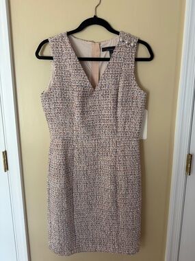 White House Black Market Sleeveless Tweed Sheath Dress - Blush Multi